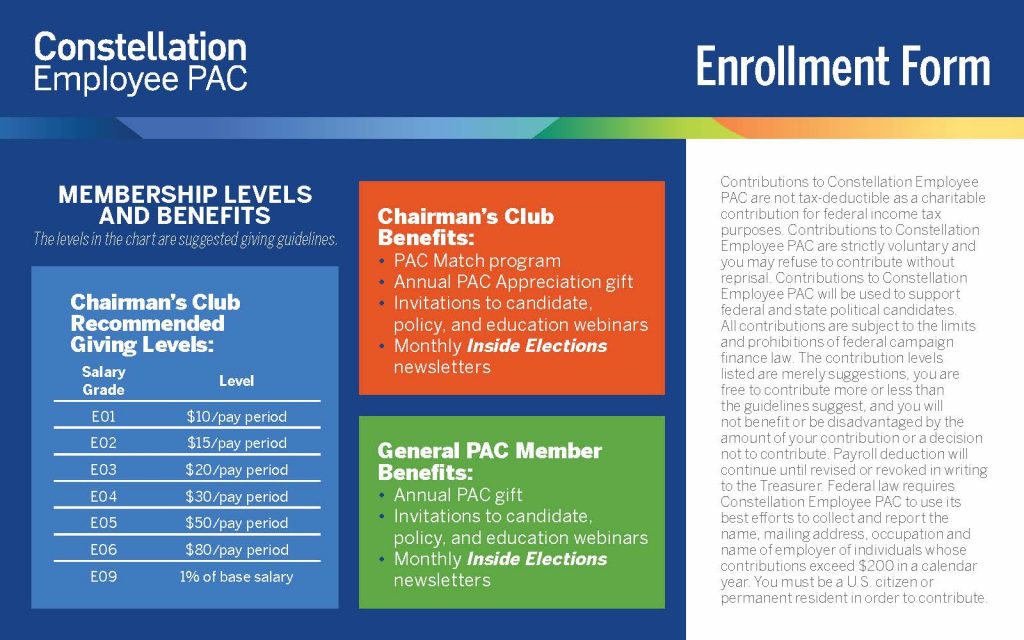 Constellation enrollment card, front