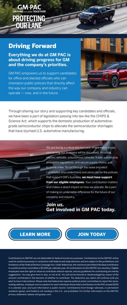 Protecting Our Lane email 2, featuring Chevrolet