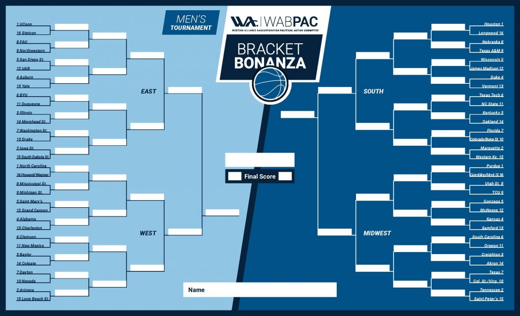 Fillable Men’s Bracket Bonanza bracket