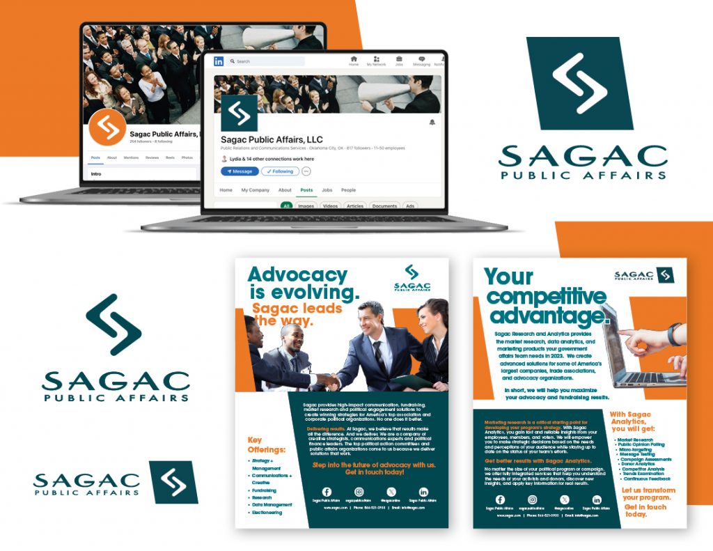Final three Sagac logo options shown in context — image 1 of 3